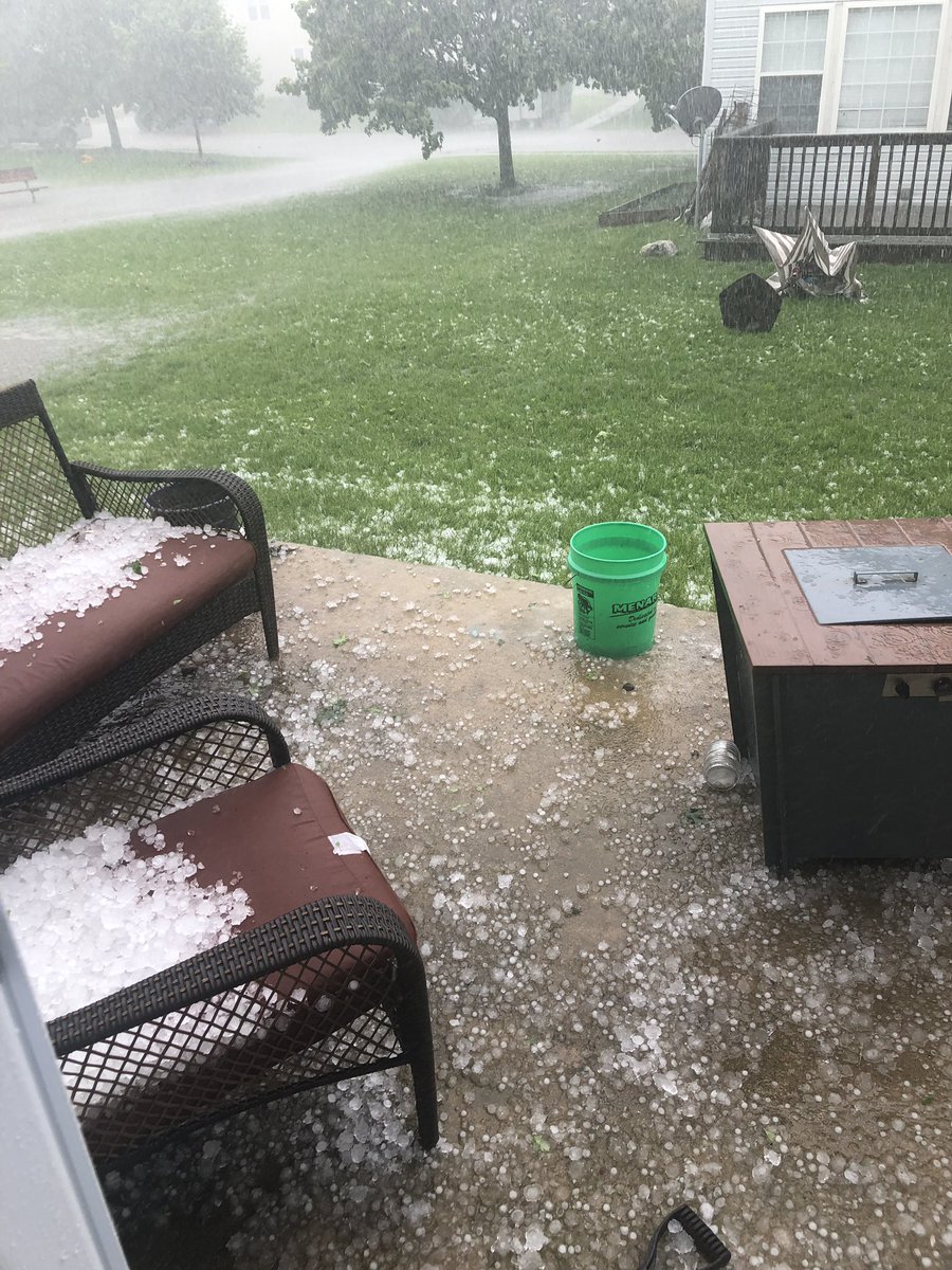 Oswego,  2 hail, strong winds and torrential downpours caused damage west siding and south siding had a horizontal twig.   