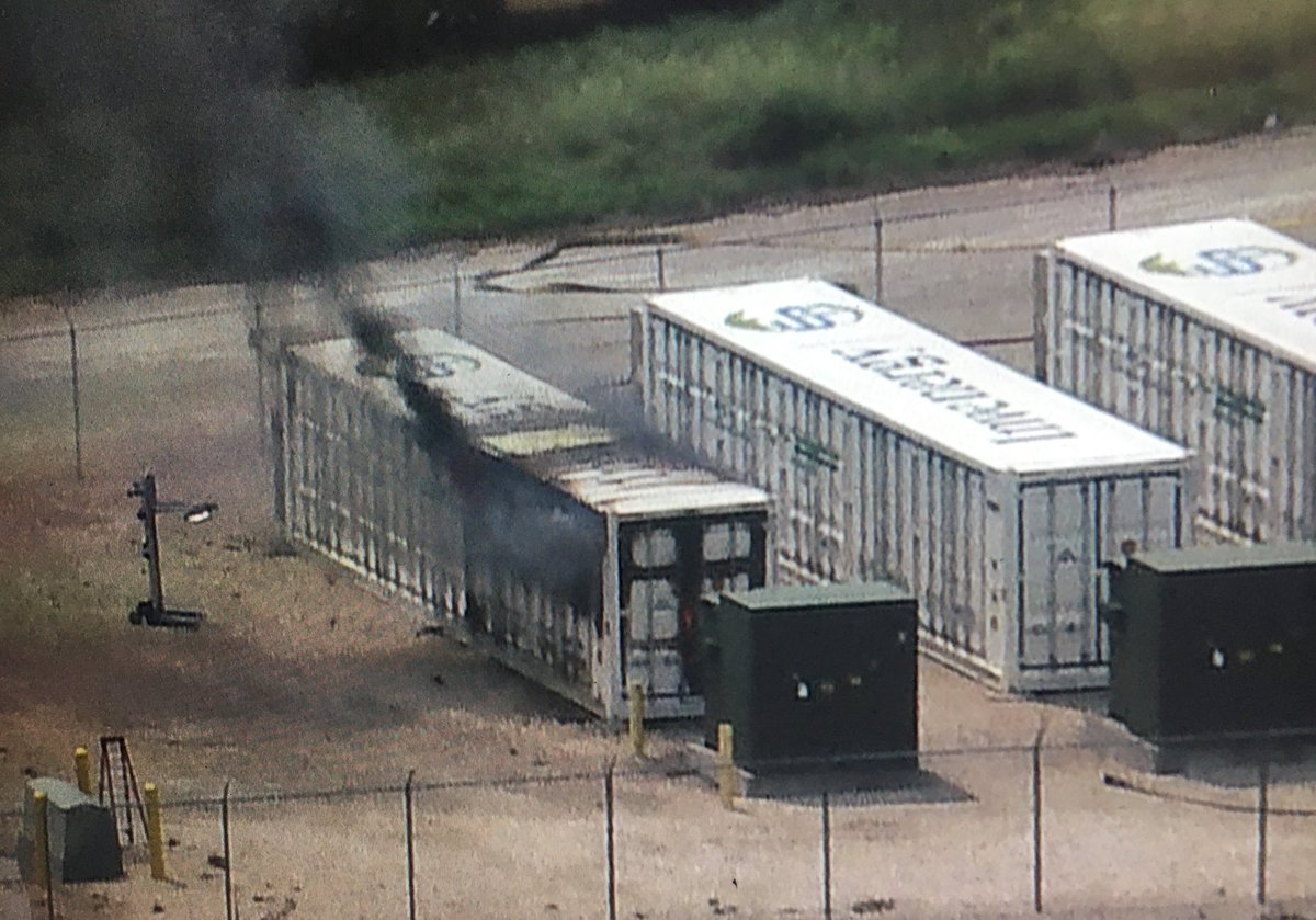 Marseilles - fire crews on scene at the Grand Ridge wind, solar, & battery storage facility. One of the storage units is on fire off 25th Rd (south of I-80 and  west of the nuclear plant)