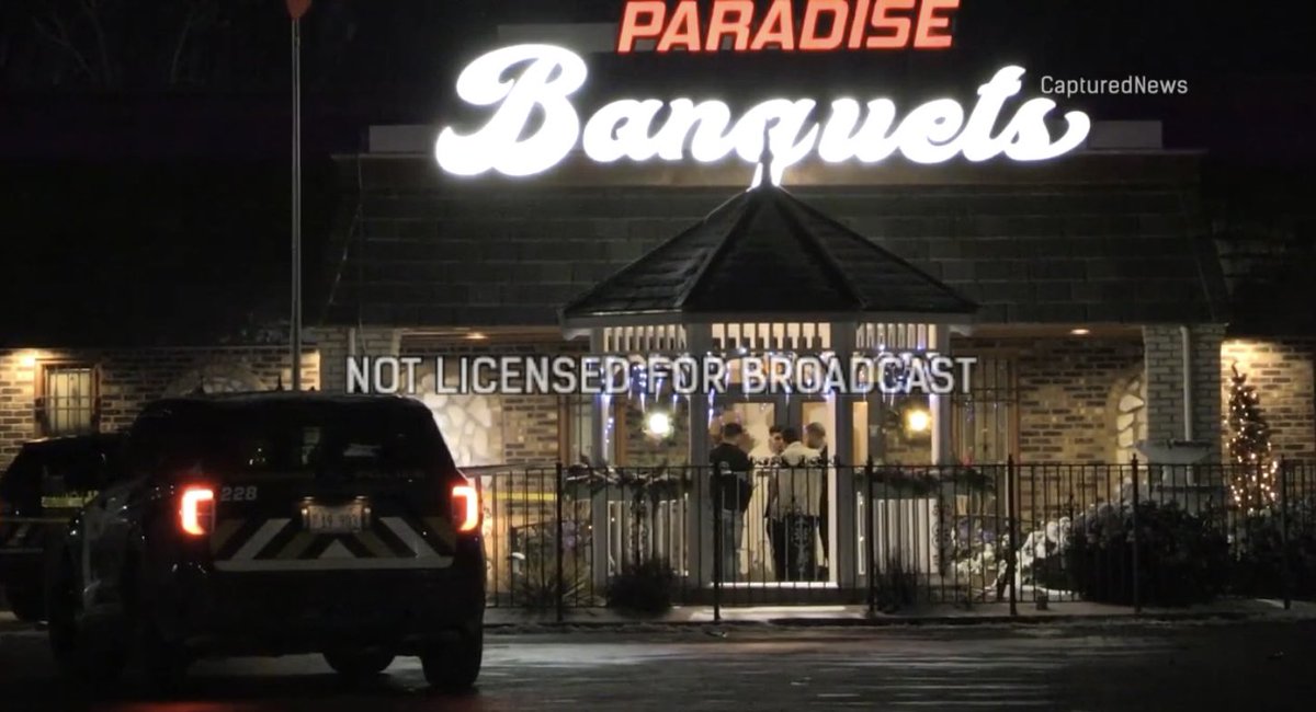 At approximately 9:30 pm, the Bridgeview Police and Fire Department responded to shots fired inside Paradise Banquets located at 9220 S Harlem Avenue. It was reported one person was shot and another was injured. Police are investigating. Now on @CapturedNews