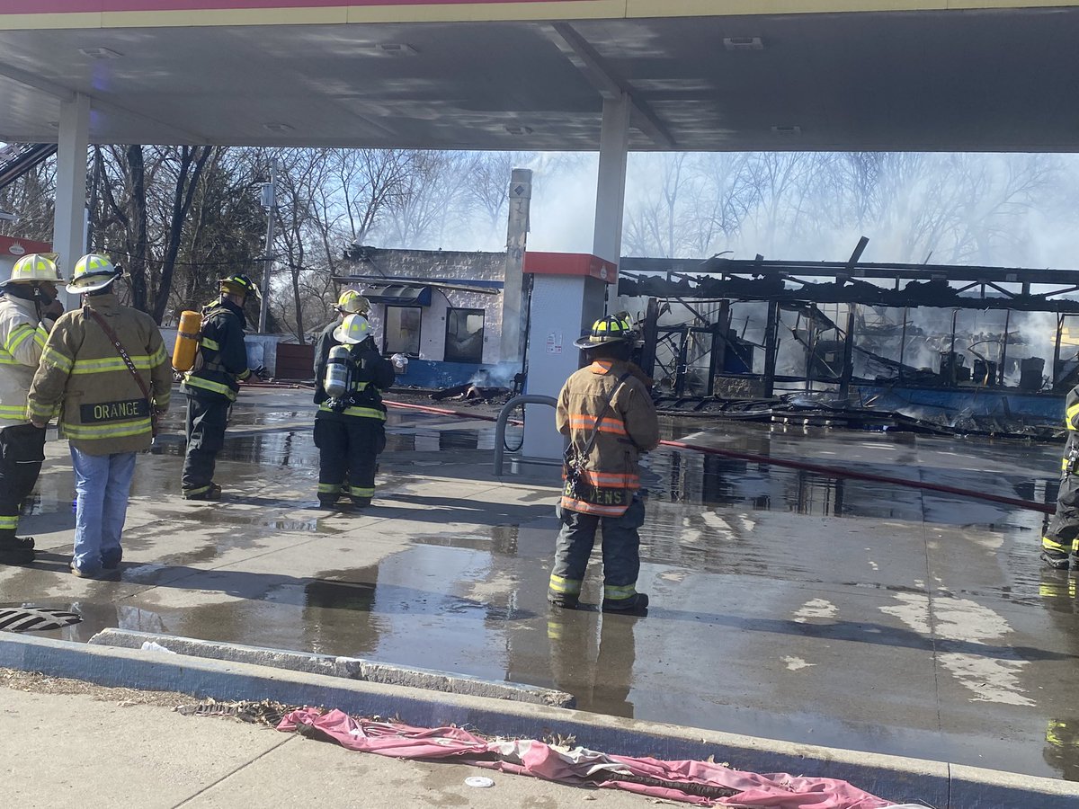 Fire Crews are on the scene of a fire at Crown Food Mart, 1441 Kingshighway in Washington Park. Building is destroyed
