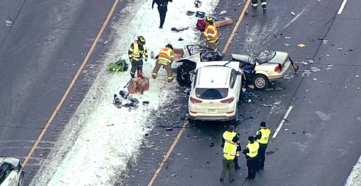 Horrible crash has Lake St CLOSED both directions from Lambert to Naperville Rd.   firefighters extricate one person from the vehicle. Ambulance just left the scene