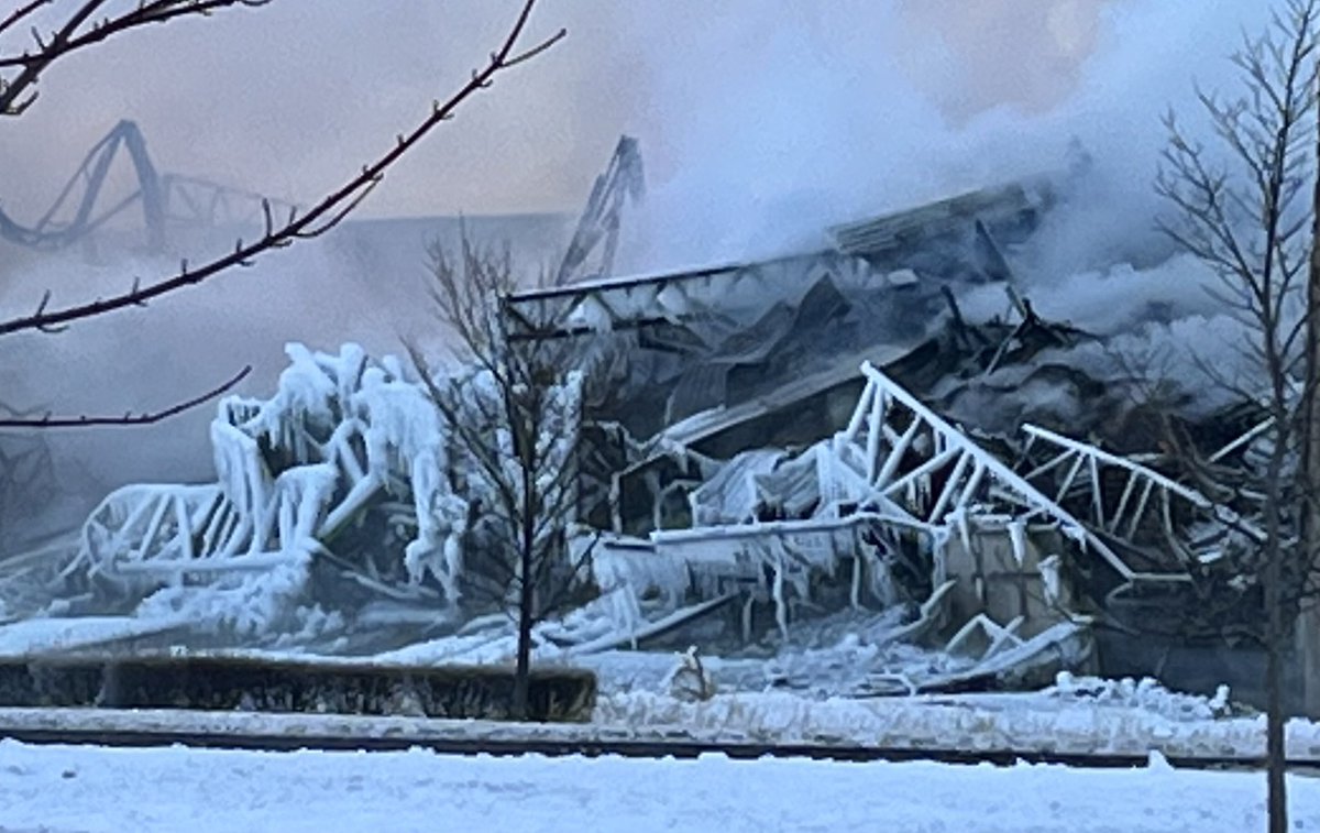 Fire is still burning.   Bartlett fire chief says they'll need to remove the debris inside the building before they can get to certain areas to put out the flames. 