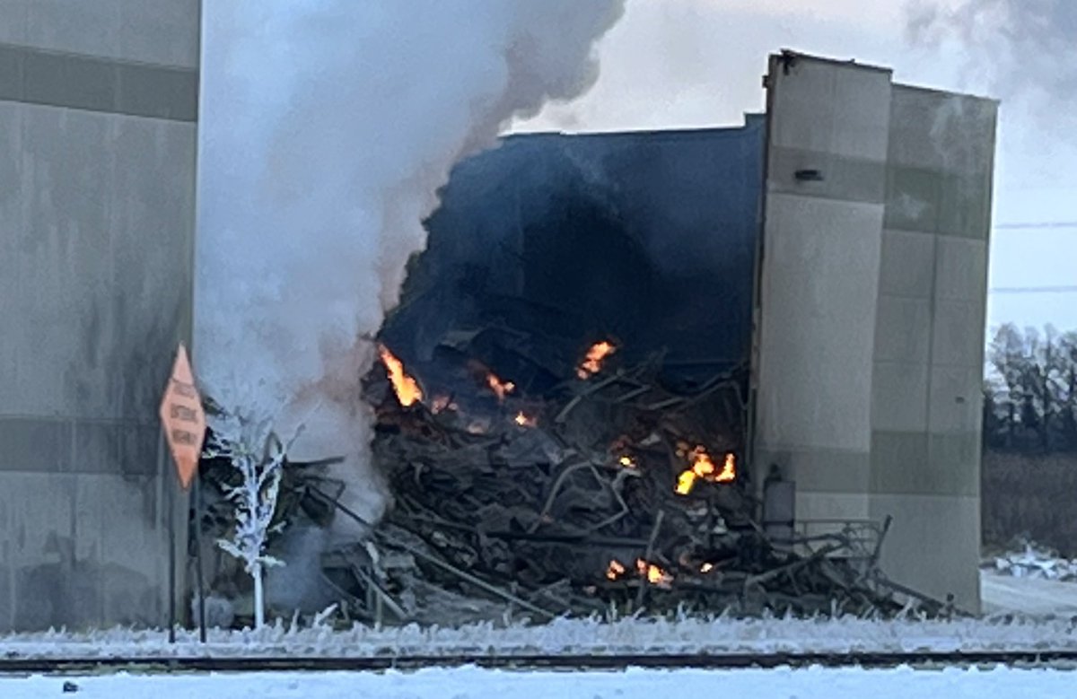 Fire is still burning.   Bartlett fire chief says they'll need to remove the debris inside the building before they can get to certain areas to put out the flames. 