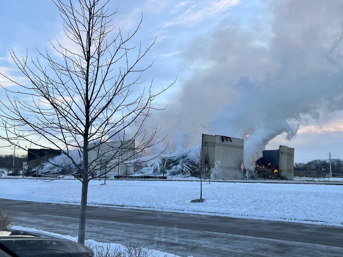 Fire is still burning.   Bartlett fire chief says they'll need to remove the debris inside the building before they can get to certain areas to put out the flames. 