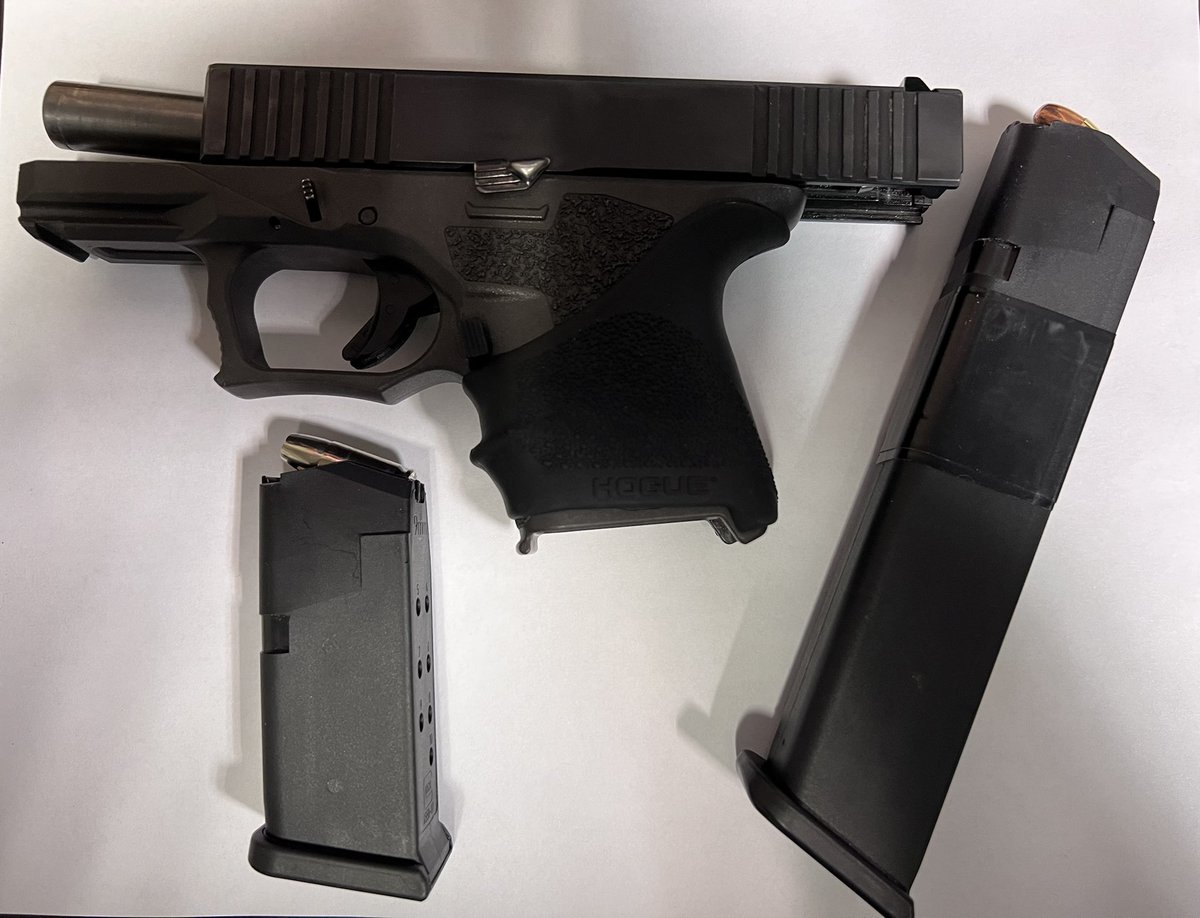 Officers working BT 831 on aggressive patrol responded to a person with a gun call. Officers observed a vehicle matching the description, curbed, and discovered two handguns with extended magazines. Two juveniles were arrested and charged accordingly