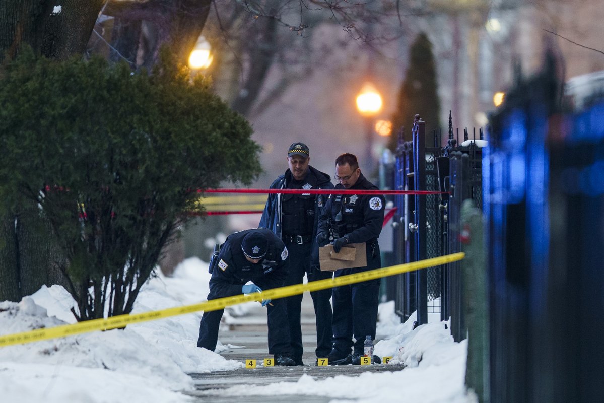 The scene where a 15-year-old boy was fatally shot in the head on 3300 block of South Prairie Avenue in the Gap neighborhood Tuesday in Chicago