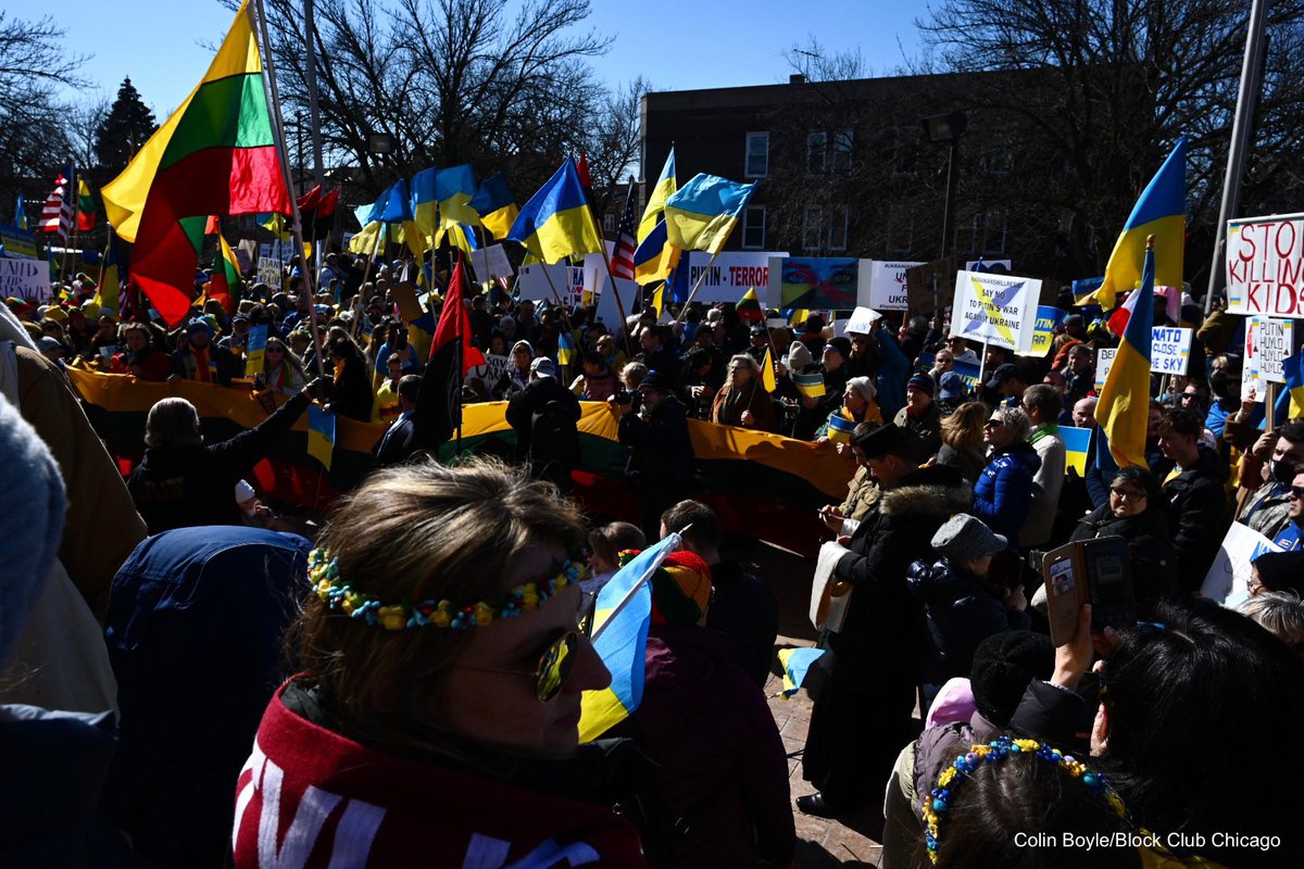 Thousands gather in Chicago's Ukrainian Village in support of Ukrainian sovereignty amid the ongoing Russian invasion.