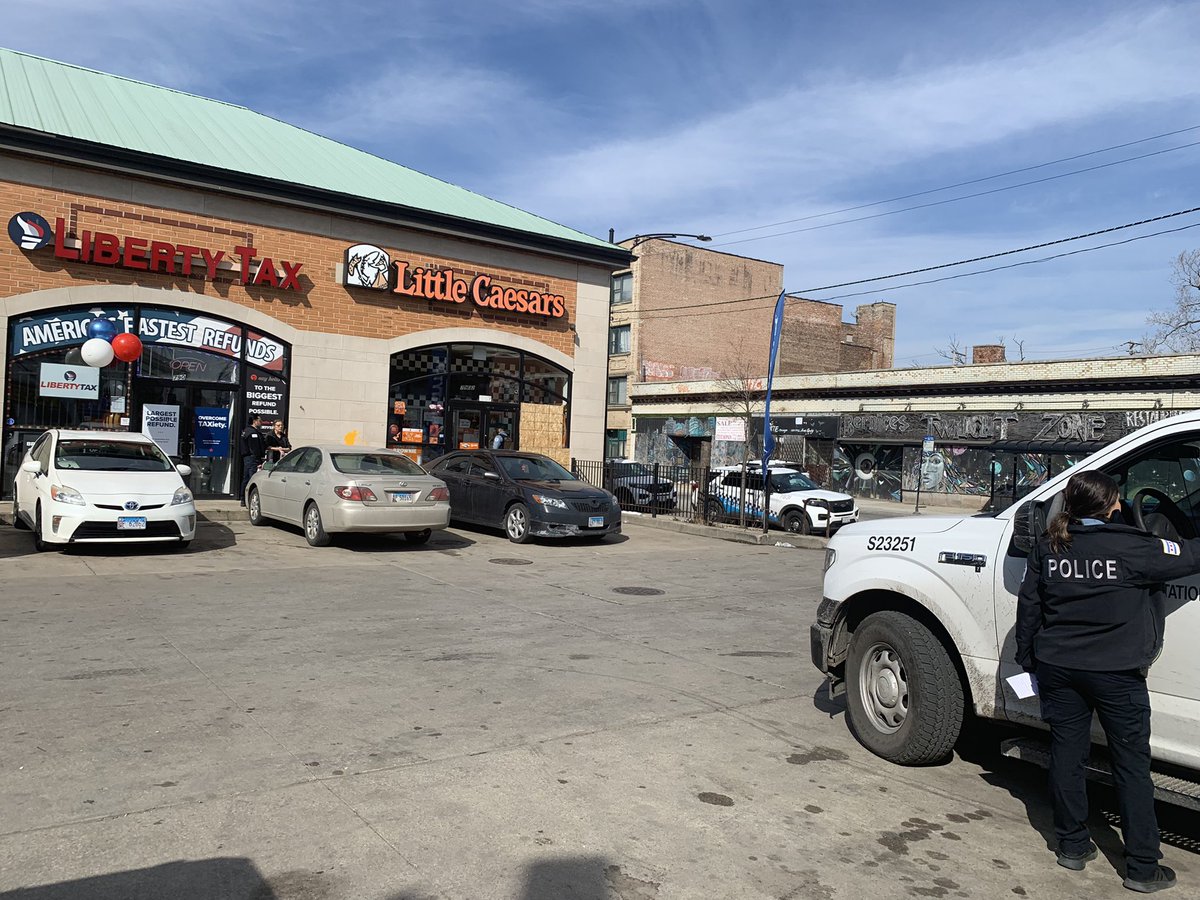 Chicago police are back at the strip mall where 7 people were shot yesterday at 79th & Exhange, talking to business owners and people working in the area  