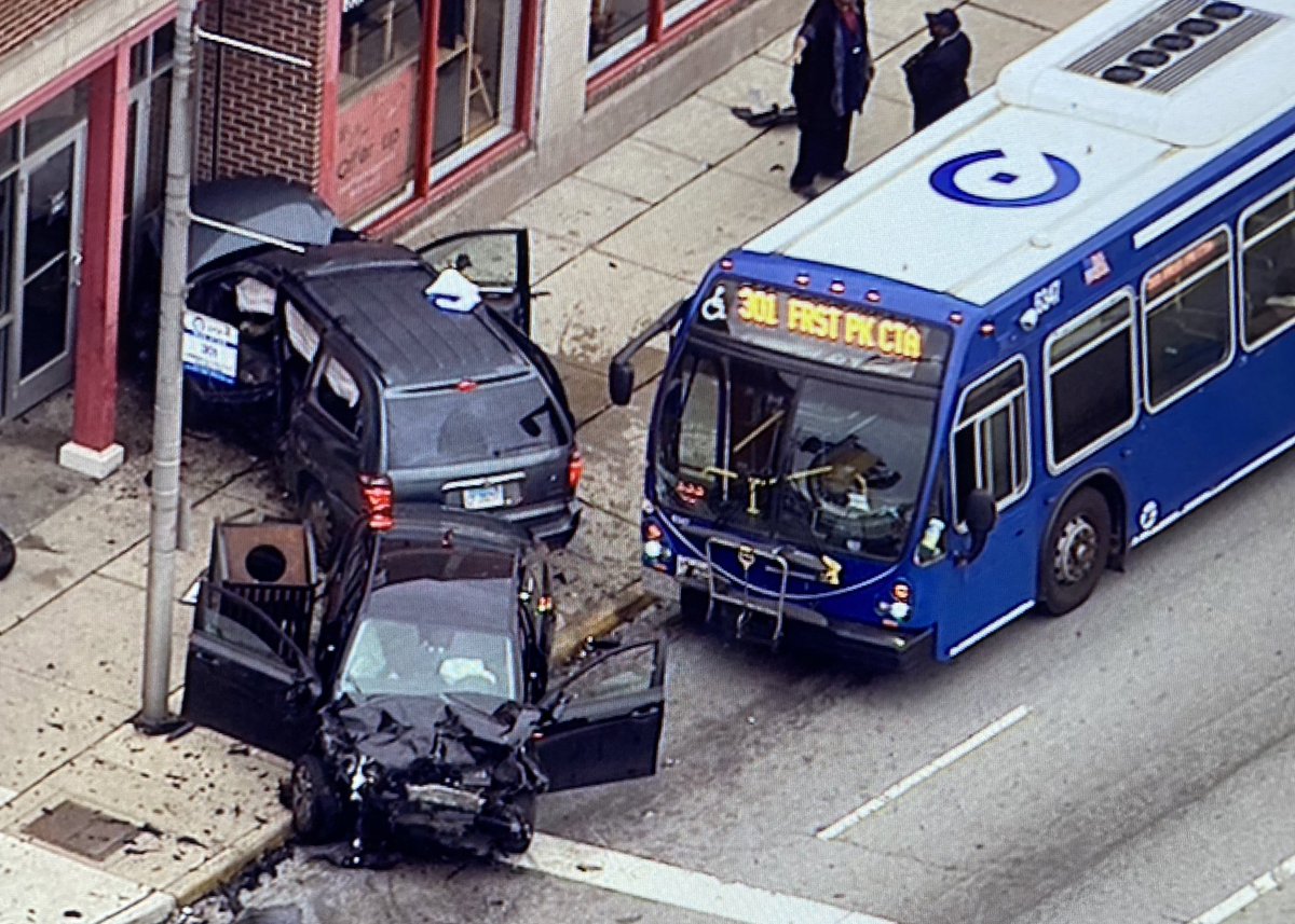 Broadview - 2 vehicles crashed and ended up on the sidewalk, with one running into a resale shop at 17th Ave & Roosevelt. Pace bus also may have been involved. Roosevelt is closed from 16th to 18th Ave