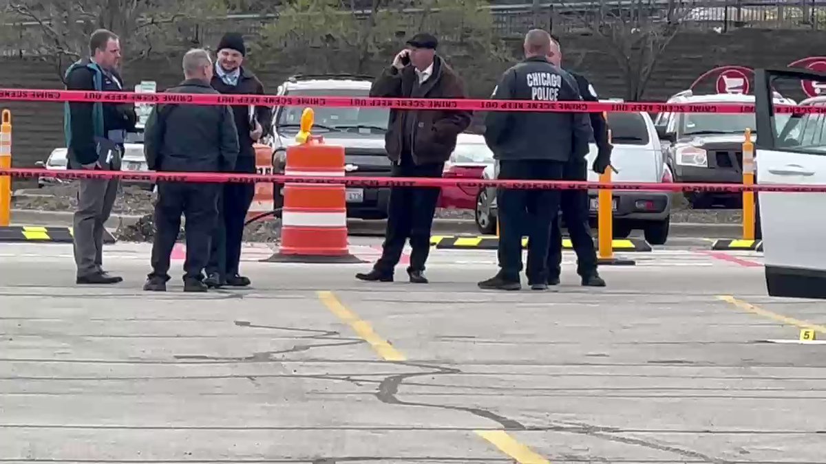 8-to-9 shell casings visible on the scene of a fatal 9:30 AM shooting in the Target parking lot at Chicago's Brickyard Mall.   47-year-old female is dead. No report of a robbery. Did the victim know her attacker