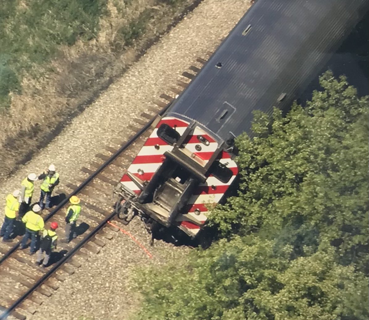 Hainesville: a crash between @metraMDN train and a truck has killed one person (Truck Driver). Train has also derailed and @metraMDN is not operating north of Grayslake. Hainesville Rd is closed south of RT 120.