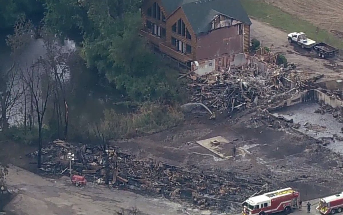 Utica - Here's an aerial look at the damage caused by a fire at the Grand Bear Resort by Starved Rock.   Five buildings, separate from the resort lodge, each with  4 privately owned units impacted