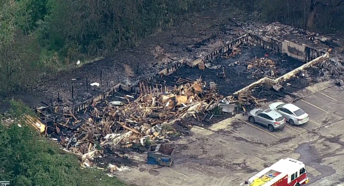 Utica - Here's an aerial look at the damage caused by a fire at the Grand Bear Resort by Starved Rock.   Five buildings, separate from the resort lodge, each with  4 privately owned units impacted