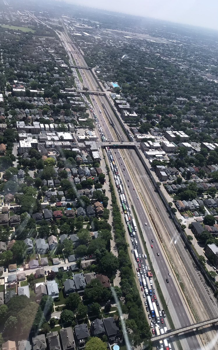 OB 290 Eisenhower is shut down at Harlem Ave due to a fatal crash involving a produce truck into the back of a semi.  There is also debris all over the shoulder of the expressway