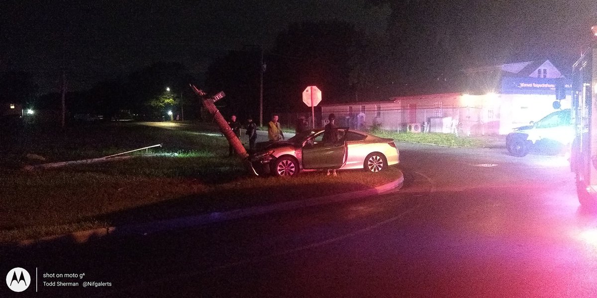 Markham Fire Vehicle vs. Lite Pole. No injuries. Wires are down in a vacant lot  @ 157th & Dixie Hwy.