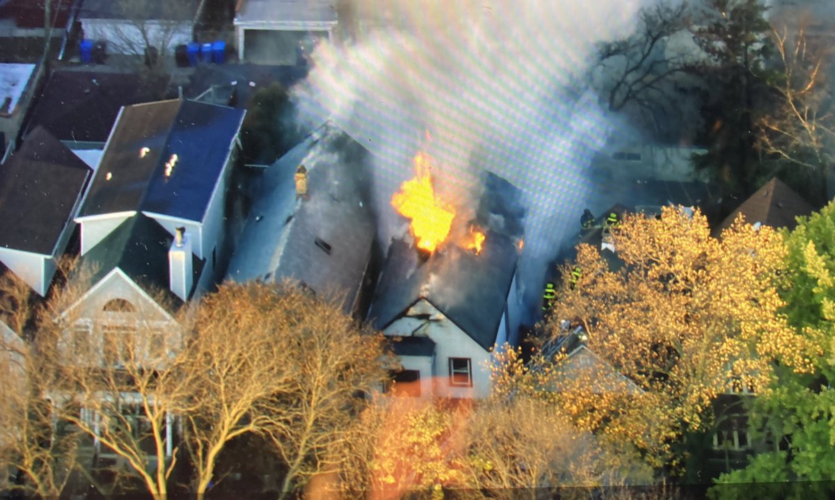 LoganSquare - 2 Alarm Fire at Washtenaw near Fullerton. 3 homes are on fire & they're worried about it spreading to a 4th home. Massive flames &amp; smoke. Washtenaw is closed Fullerton to Altgeld. Fullerton is blocked between California and Talman