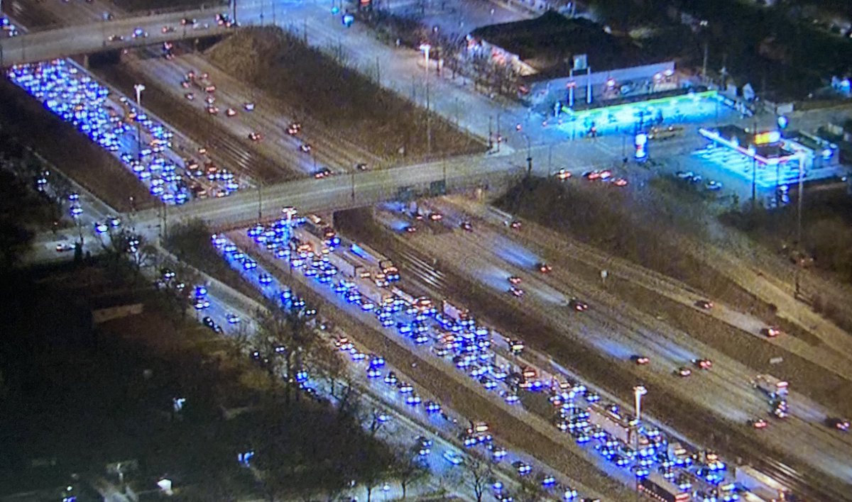 ALL LANES BLOCKED on Outbound Dan Ryan 83rd to 87th with fatal crash involving a semi & a car that hit the wall and caught fire. OB traffic is solid starting at 75th. IB gapers start off both the Ford &amp; I-57 around 115th St. CTA Red Line trains are not running from 69th to 95th