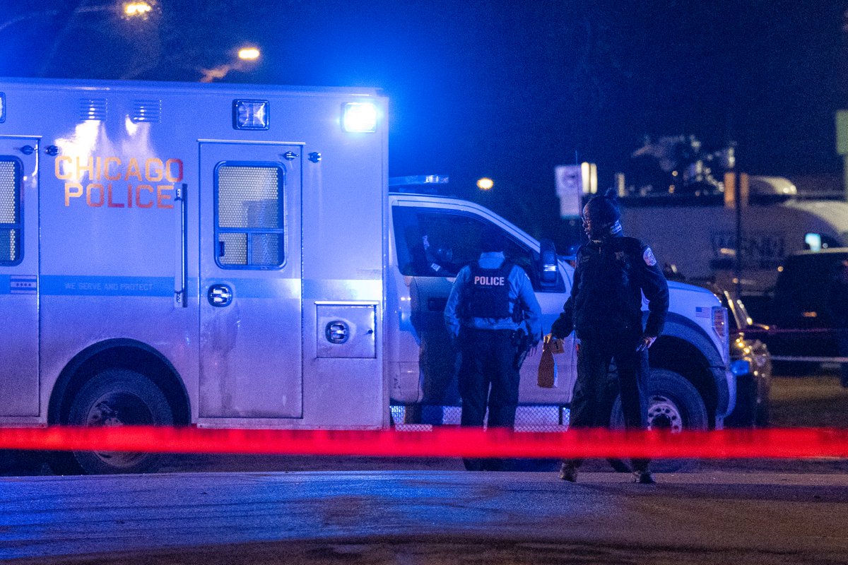 Chicago police work the scene where a 14-year-old girl was critically wounded in a shooting in the 2900 block of East 97th Street in Jeffery Manor neighborhood in Chicago's Southeast Side, Thursday, Jan. 5, 2023. Chicago 