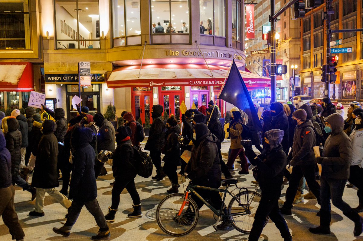 People march in the Loop to protest the killing of Tyre Nichols Monday evening in Chicago. Nichols died after he was beaten by Memphis police officers