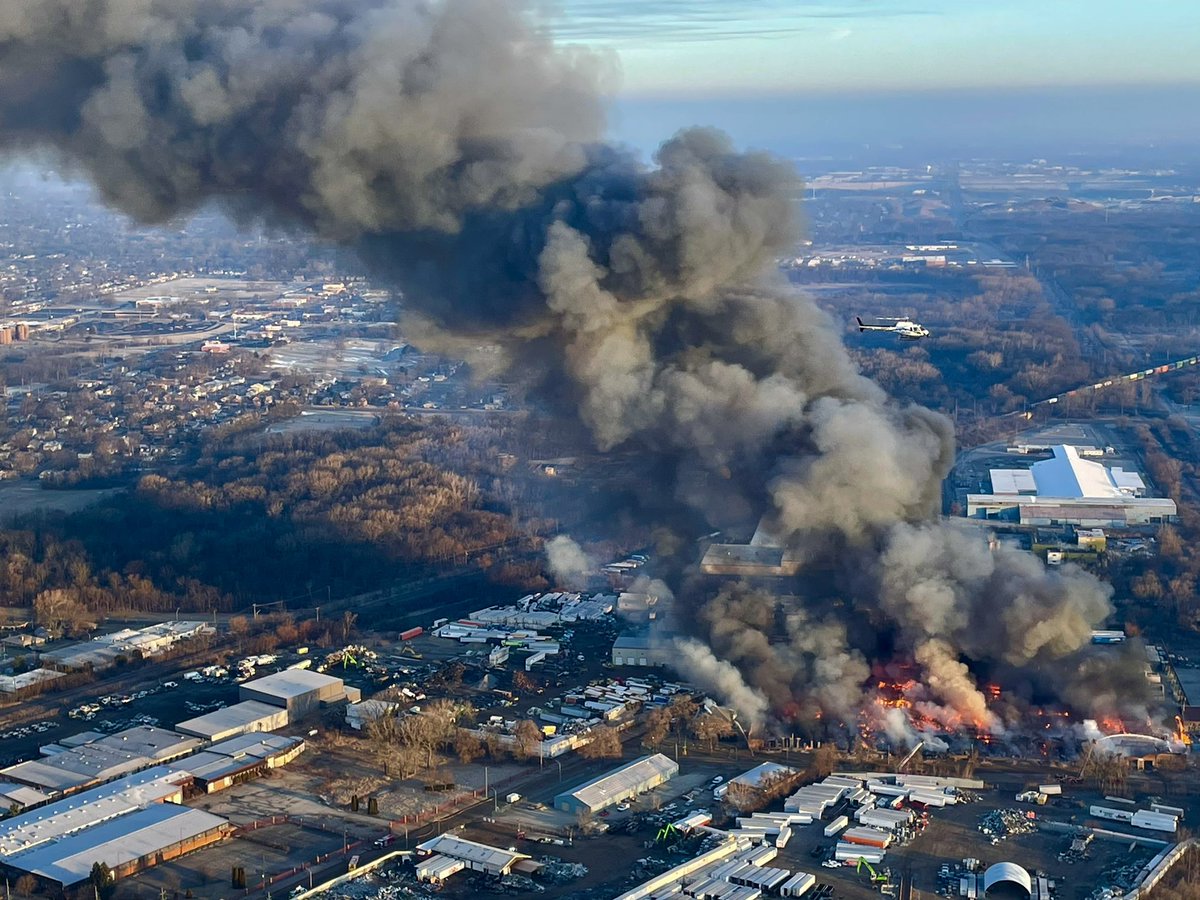 A massive fire in an industrial occupancy next to a scrapyard in Chicago Heights is putting a significant amount of smoke in the air. A number of warehouse structures are fully involved. No injuries reported at this time. 