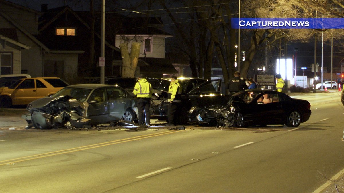 CALUMET CITY, IL: Police investigate a multiple-vehicle crash in the 200 block of River Oaks Drive Wednesday night. Accident reconstruction team is on the scene. Extensive Damage. 