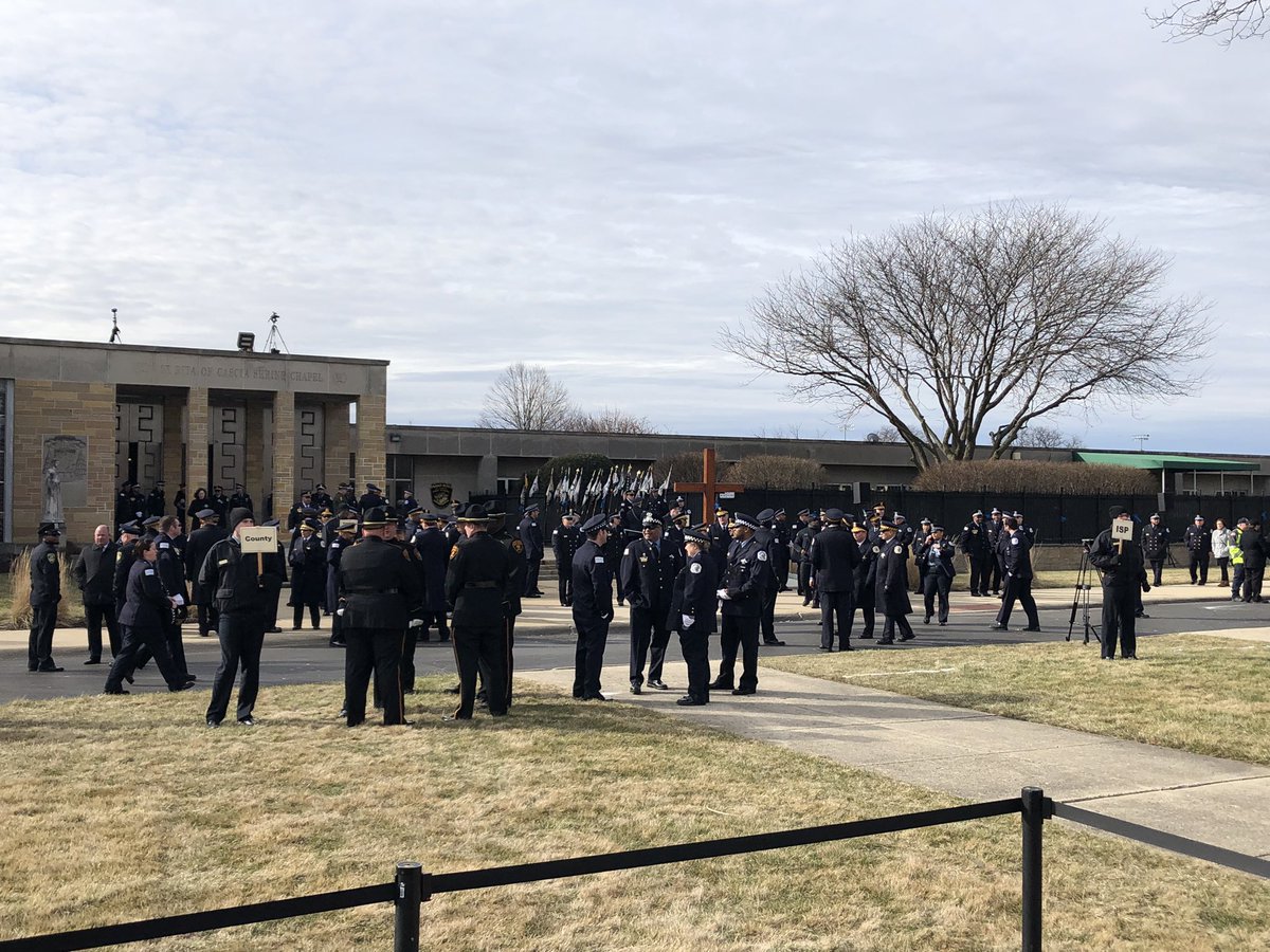 This is just a partial view of the hundreds of officers out here right now outside St. Rita awaiting the funeral mass for Chicago police officer Andres Mauricio Vasquez Lasso who was killed in the line of duty last week