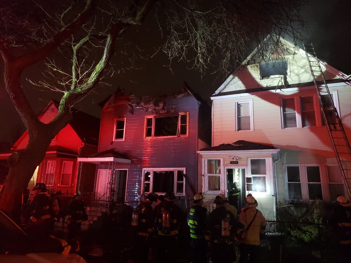 Still & Box 12015 S Wallace  2.5 story frame, 25x50 heavy fire fl 2 attic. Staging area with exposures to No & So. 311 Alarm with Mayday @ 04011 Ff transported Red Critical condition to Christ & 1 FF Yellow stsble condition to Christ. All companies working Mayday secured.