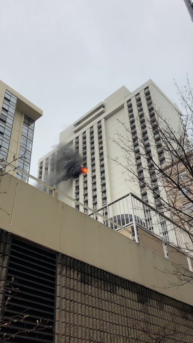 Another unit is now fully engulfed in flames on the 27th floor of a high-rise in 1200 Block of Lake shore Drive.  One fire fighter, critically injured, it appears as possibly two or three additional fire fighters  injured and a resident