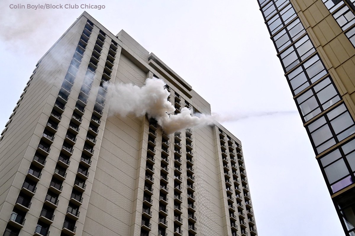 CFD continues to battle the fire in the high rise at 1212 N. Lake Shore Drive