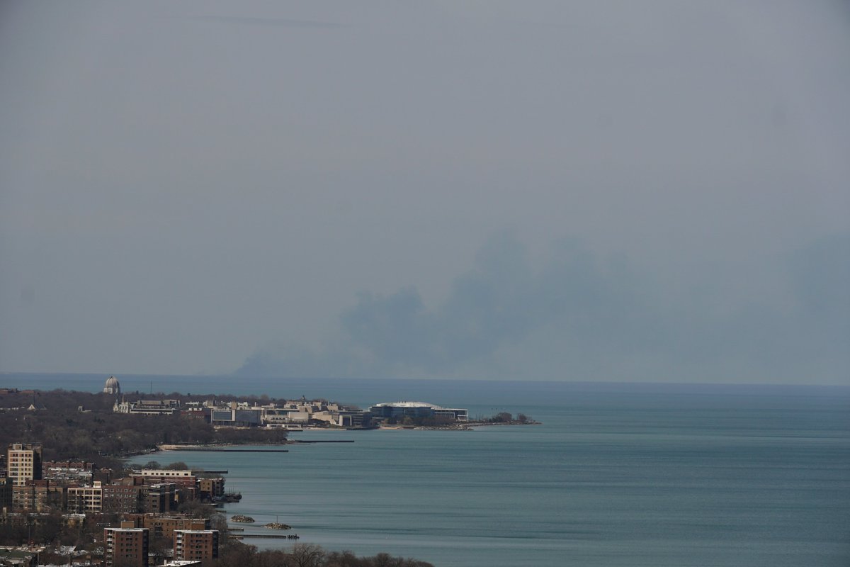 Look like smoke on the horizon Appears to be somewhere north of Waukegan