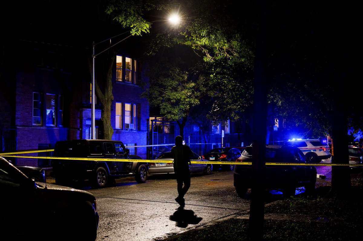 The scene where a 19-year-old man was shot on the 1500 block of North Artesian Avenue in the Wicker Park neighborhood Tuesday evening in Chicago