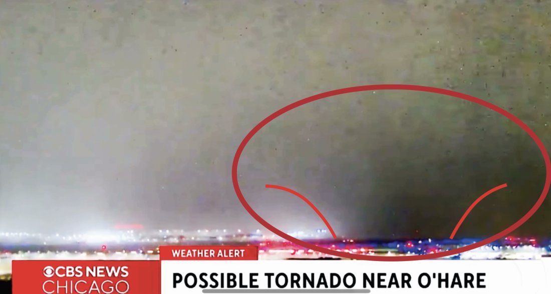 tornado that passed near in O'Hare earlier in Chicago