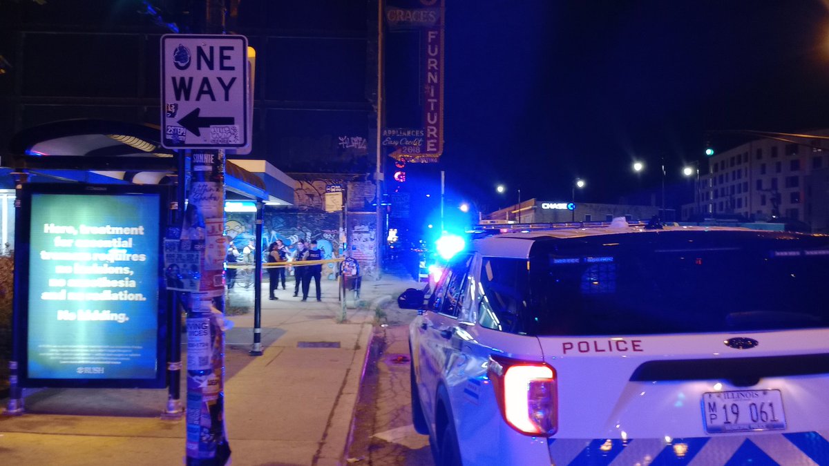 CTA Logan Square Station shooting.  Looks like this was a running shooting. what I mean the shooter and the victim were both moving.  a couple of spots where there were some shell casings it was more on the south end of the grassy area in front of the station right in front of the church 