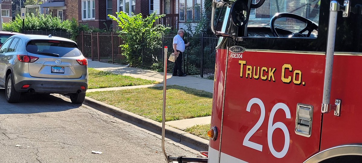 Following the unfortunate unfortunate fire fatality on the 4900 block of W. Quincy, Batt 18, Truck 26, & E113 assisted Pud Ed in distributing important safety literature & smoke detectors to residents on the block