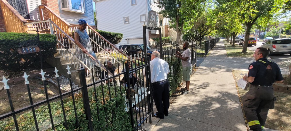 Following the unfortunate unfortunate fire fatality on the 4900 block of W. Quincy, Batt 18, Truck 26, & E113 assisted Pud Ed in distributing important safety literature & smoke detectors to residents on the block