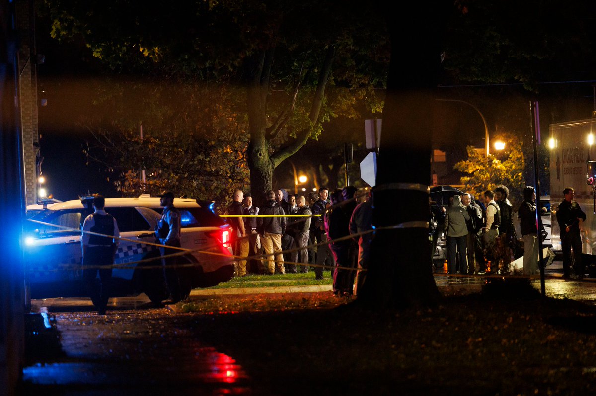 The ATF is on scene.Chicago  Police work the scene where an officer was shot near the 8200 block of South Ingleside Avenue in the Chatham neighborhood Monday evening in Chicago