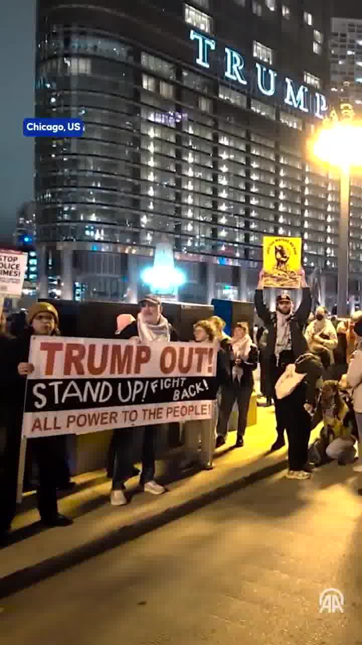 Hundreds of demonstrators are protesting against Donald Trump's election as US president, gathering at Chicago's Federal Plaza and marching to the Trump Hotel•  Among those marching were those carrying Palestinian and Lebanese flags to show their support