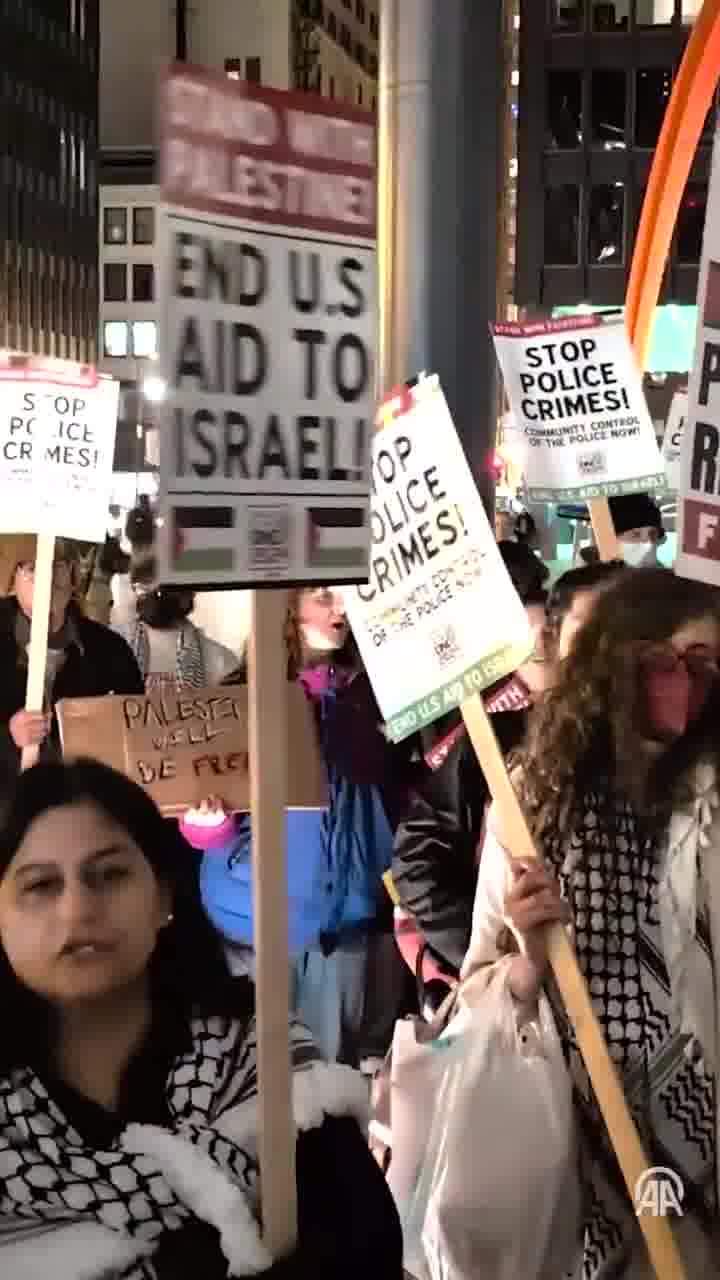 Hundreds of demonstrators are protesting against Donald Trump's election as US president, gathering at Chicago's Federal Plaza and marching to the Trump Hotel•  Among those marching were those carrying Palestinian and Lebanese flags to show their support