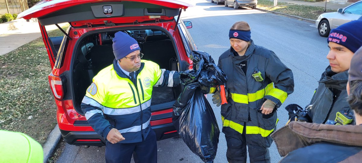 DDC 224, Batt 6, E65, & T52 joined Pub Ed to pass out smoke detectors & safety literature following the unfortunate fire fatality that occurred this morning on the 4500 block of S. Francisco.  Check batteries in smoke detectors; keep space heaters away from furniture 