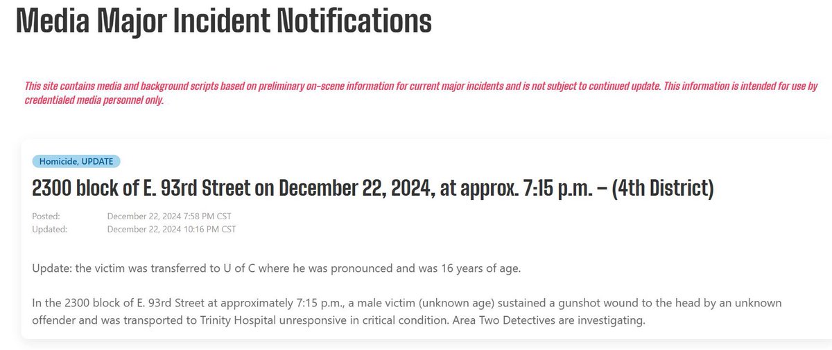 Male (16-24) shot & killed, 9947 S Oglesby. the victim sustained GSWs to the head and right hand, he was dropped off at Trinity Hospital by a silver sedan, everybody had masks on in the car, the crime scene consists of 15 shell casings