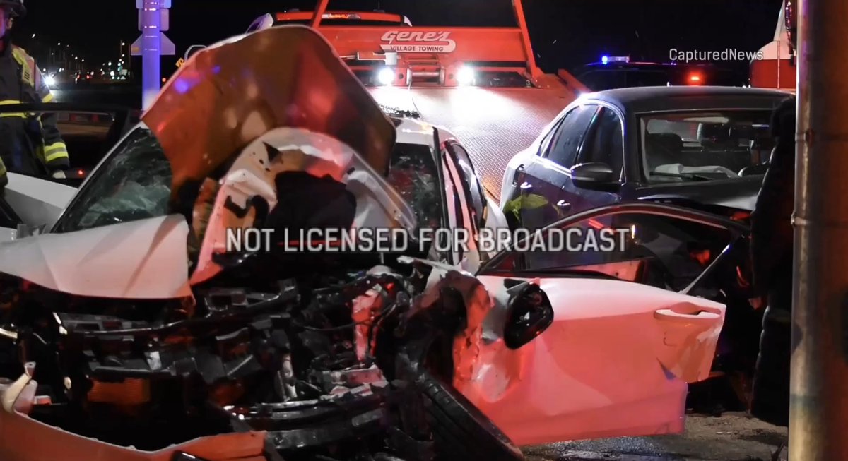 @NorthbrookILPD and fire department responded to a 2 Vehicle accident with entrapment at Dundee and Waukegan. 6 ambulances were requested and 5 people were transported to local hospitals.  