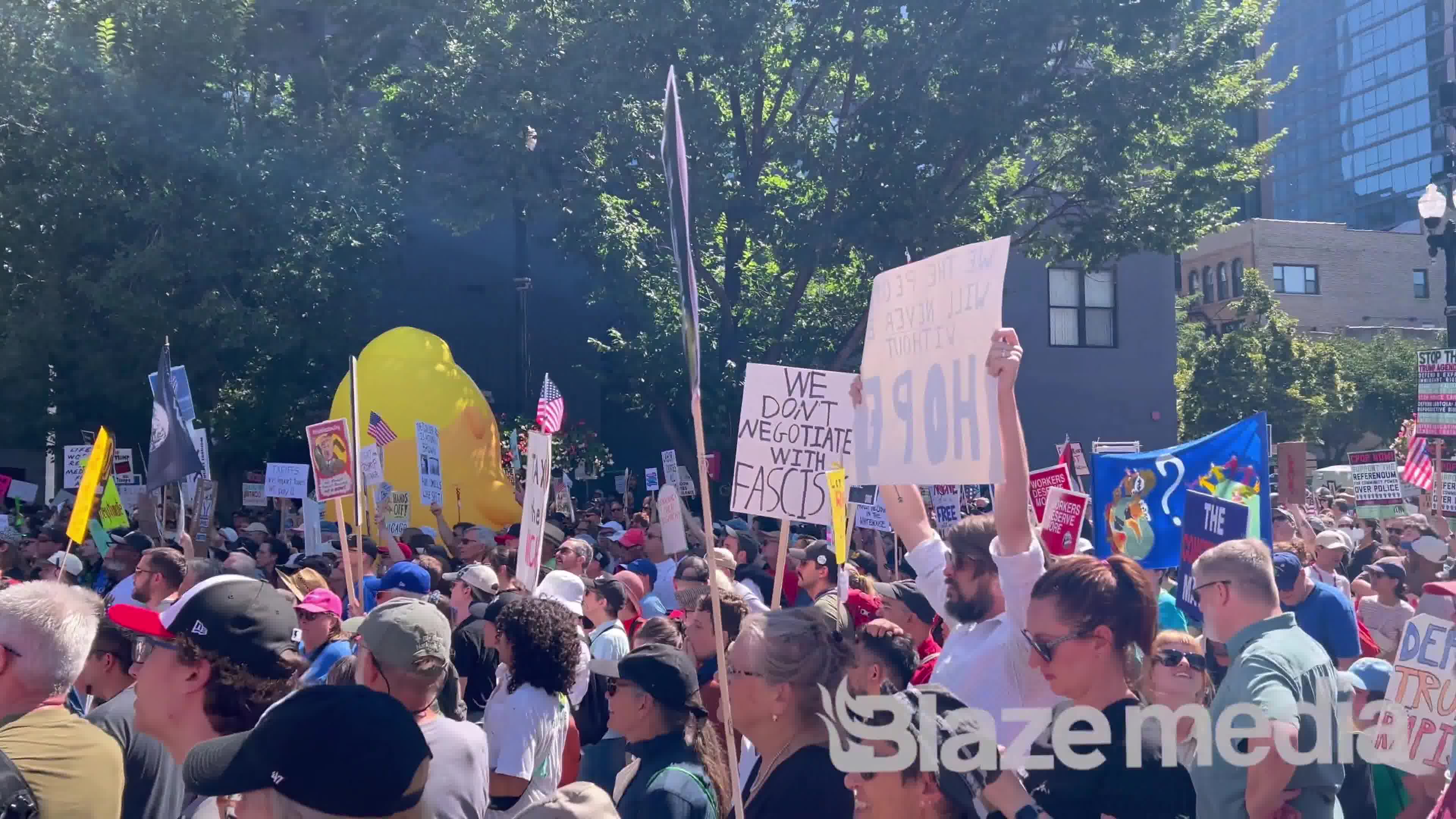 Chicago mayor Brandon Johnson holds rally to protest Trump’s safety measures as dozens were shot this weekend