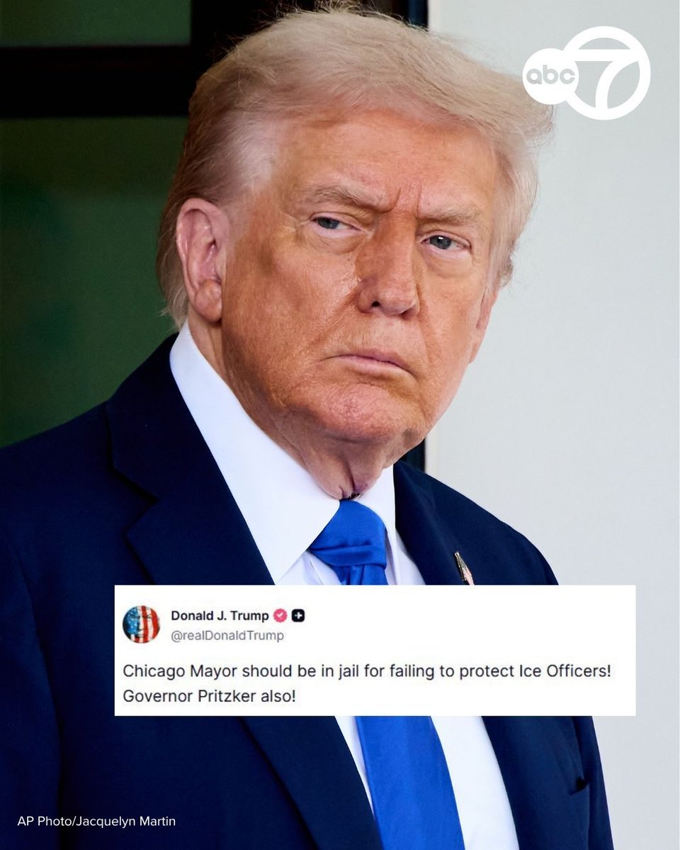 President Donald Trump said on Wednesday that Chicago Mayor Brandon Johnson and Gov. JB Pritzker should be in jail for failing to protect ICE officers.