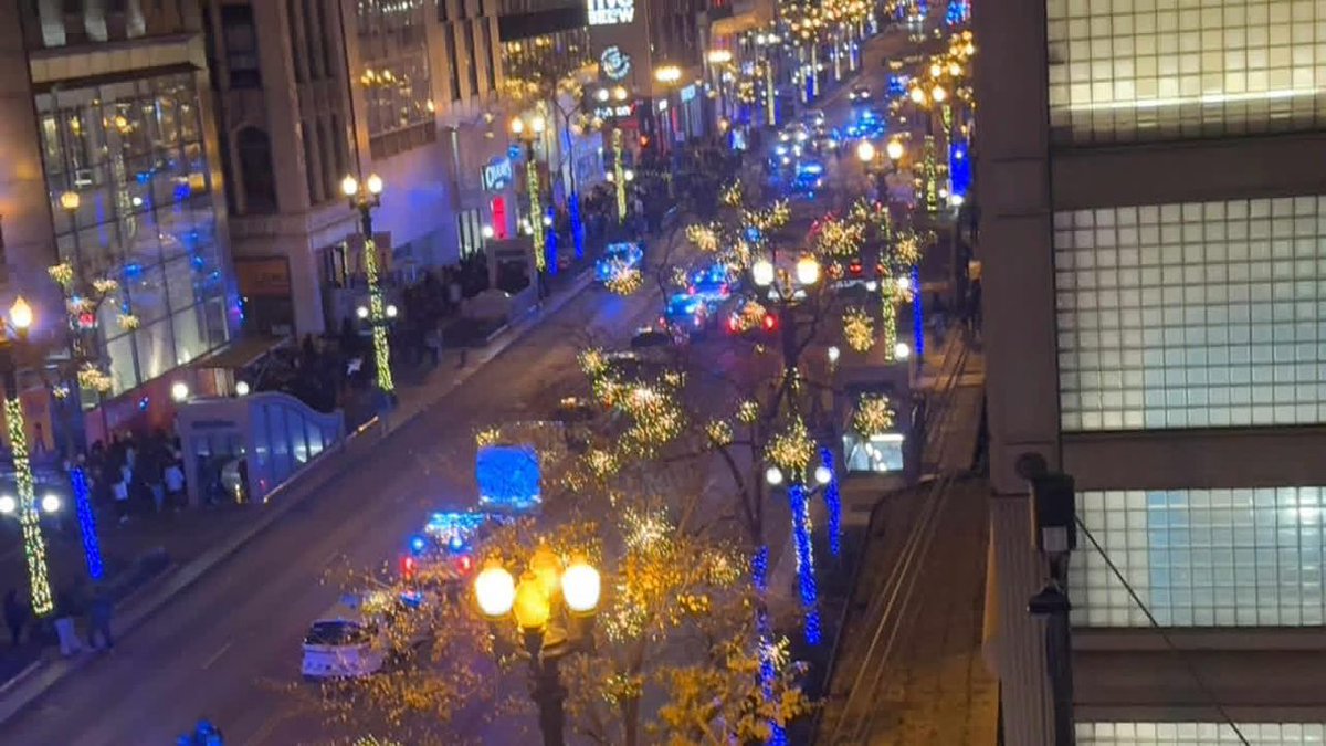 Chicago police responded to reports of shots fired near the Chicago Theatre at State and Randolph. Five people were reportedly struck by gunfire, and paramedics transported several victims from the scene.