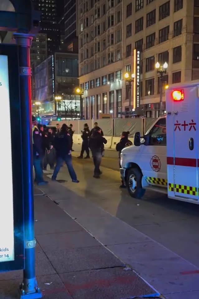 Chicago police responded to reports of shots fired near the Chicago Theatre at State and Randolph. Five people were reportedly struck by gunfire, and paramedics transported several victims from the scene. 