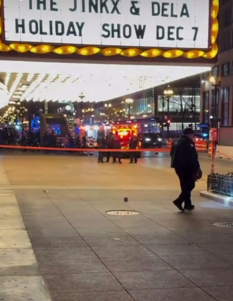 Chicago police responded to reports of shots fired near the Chicago Theatre at State and Randolph. Five people were reportedly struck by gunfire, and paramedics transported several victims from the scene. 