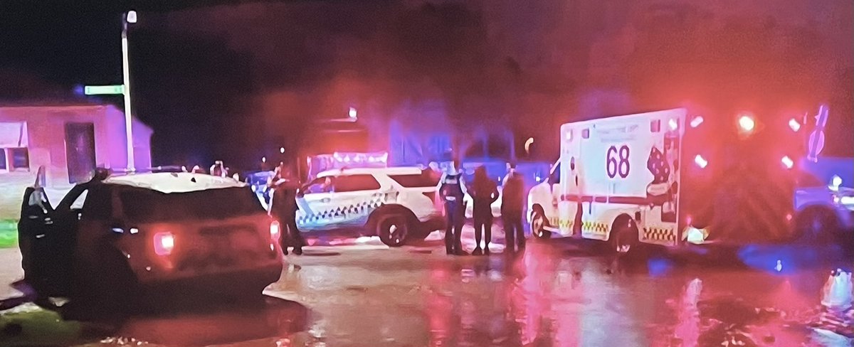 Per CPD, an SUV ran a stop sign at 52nd & Hermitage & hit a marked CPD squad around 4:14 am. Impact damaged a fire hydrant, breaking the valve seal at the main, flooding the street. 2 officers in fair condition, 6 in the SUV with non life-threatening inj’s