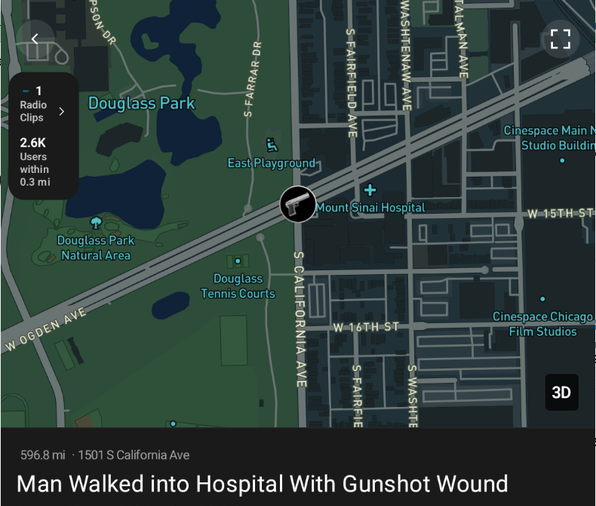 Man Walked into Hospital With Gunshot Wound 1501 S California Ave